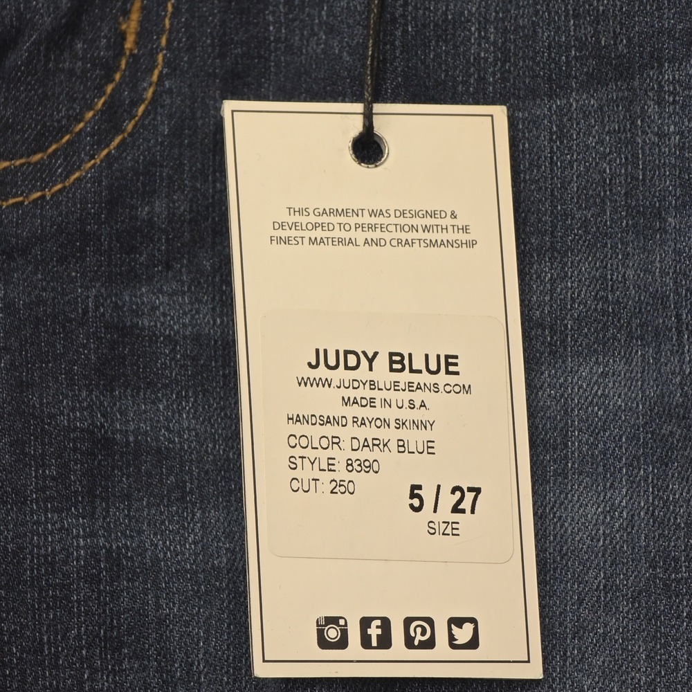 Judy Blue 8390 Handsand Rayon Skinny Jeans Dark Wash Soft Stretch Women 5/27 NWT - Picture 12 of 13